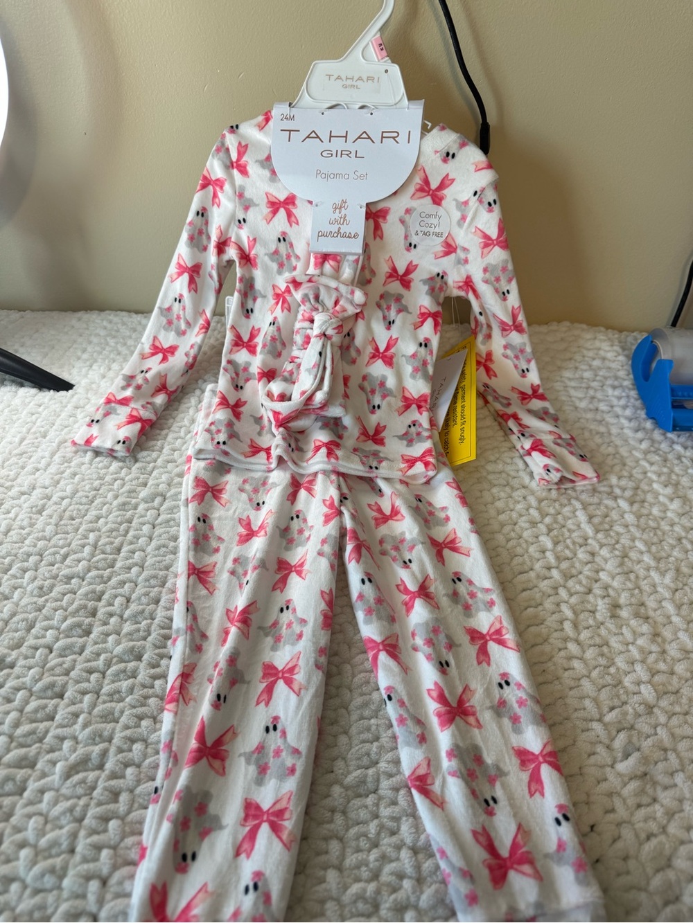 Tahari Girl Pink Bow Print Kids Pajama Set
